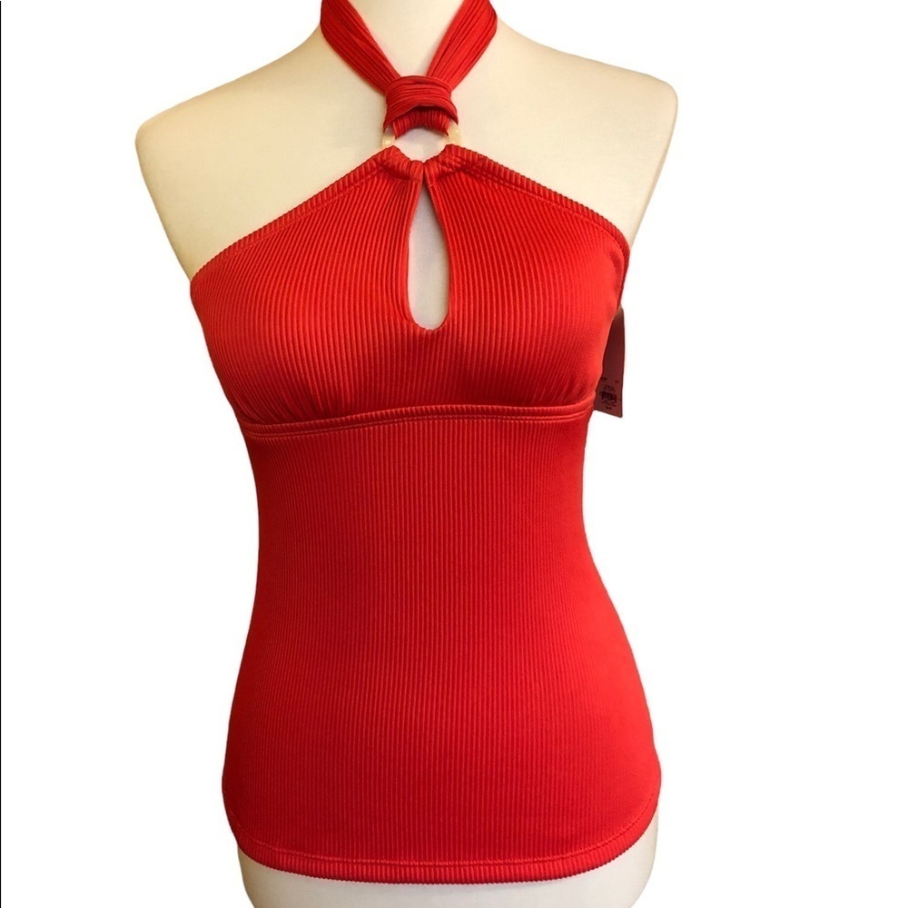 Coral Red Tankini Top NWT